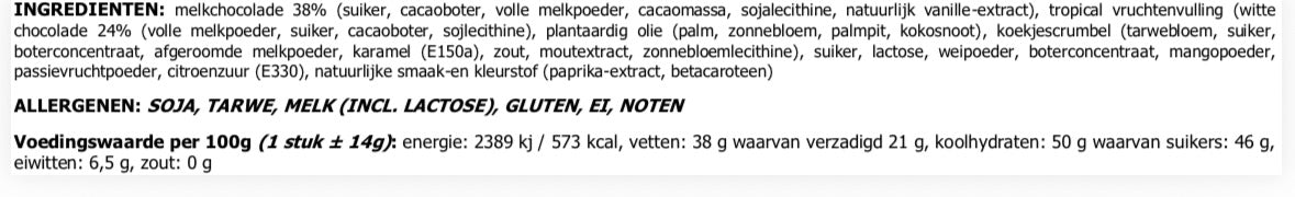 Pralines 'Tropische Verleiding' - Melk/Mango/Passievrucht - 16 stuks